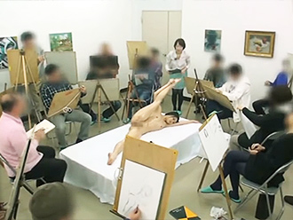 Naked yoga in Japanese nude art class