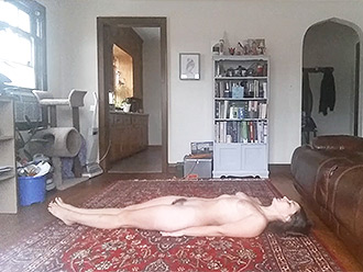 Homemade nude yoga session with kitties