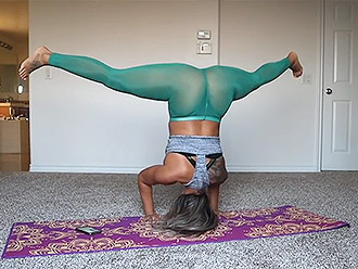 Sexy yoga from hot MILF in see-through yoga pants